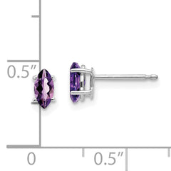 14k White Gold 6x3mm Amethyst Marquise Stud Earrings