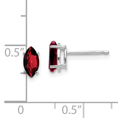 14k White Gold 7x3.5mm Marquise Garnet earring