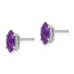 14k White Gold 8x4mm Amethyst Marquise Stud Earring