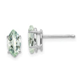 14kw 8x4mm Marquise Checker-Cut Green Quartz Earring