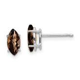 14kw 8x4mm Marquise Checker-Cut Smoky Quartz Earring