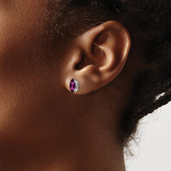 14k White Gold 8x4mm Rhodolite Garnet Marquise Stud Earring