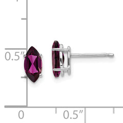 14k White Gold 8x4mm Rhodolite Garnet Marquise Stud Earring