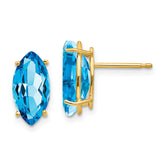 14k Blue Topaz marquis stud earring
