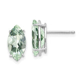 14kw Marquise 4-Prong 12 x 6mm Green Quartz Earring