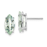 14kw Marquise 4-Prong 12 x 6mm Checker-Cut Green Quartz Earring