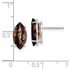 14kw Marquise 4-Prong 12 x 6mm Checker-Cut Smoky Quartz Earring