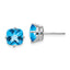 14k White Gold 7x7mm Cushion Blue Topaz Checker Earring