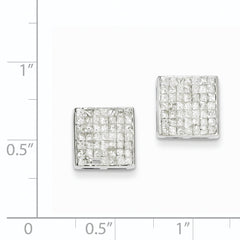 14k White Gold PrinceSterling Silver AA Diamond Screwback Earrings