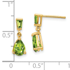 14k Gold Peridot Dangle Post Earrings