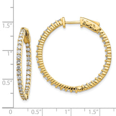 14k Diamond Round Hoop w/Safety Clasp Earrings