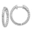 14k White Gold Diamond Round Hoop w/Safety Clasp Earrings