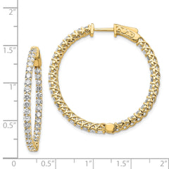 14k Diamond Round Hoop w/Safety Clasp Earrings