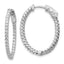 14k White Gold Diamond Oval Hoop w/Safety Clasp Earrings