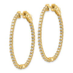 14k Diamond Oval Hoop w/Safety Clasp Earrings