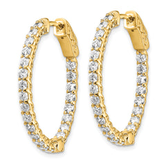 14k Diamond Oval Hoop w/Safety Clasp Earrings