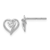 14K White Gold Fancy Diamond Heart Earring Mountings