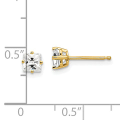 14k 4mm PrinceSterling Silver Cut Cubic Zirconia Earrings