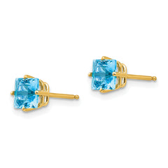 14k 5mm PrinceSterling Silver Cut Blue Topaz Earrings