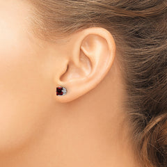 14k White Gold 5mm PrinceSterling Silver Cut Garnet Earrings