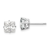 14k White Gold 6mm Princess Cut Cubic Zirconia Earrings