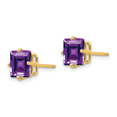 14k 7mm PrinceSterling Silver Cut Amethyst Earrings