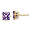 14k 7mm Princess Cut Amethyst Earrings