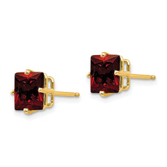 14k 7mm PrinceSterling Silver Cut Garnet Earrings