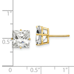 14k 8mm PrinceSterling Silver Cut Cubic Zirconia Earrings