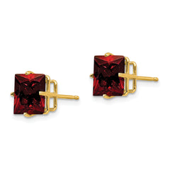 14k 8mm PrinceSterling Silver Cut Garnet Earrings