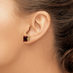 14k 8mm PrinceSterling Silver Cut Garnet Earrings