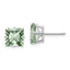 14kw Princess 4-Prong 8.0mm Green Quartz Earrings