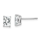 14k White Gold 6x4mm Radiant Cut Cubic Zirconia Earrings