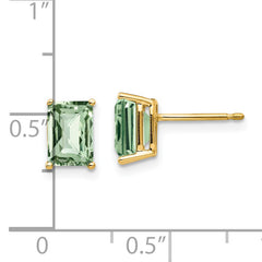 14k 7x5 Octagon Checker-Cut Green Quartz Earrings