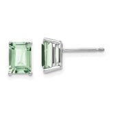 14kw 7x5mm Emerald-Cut Green Quartz Earrings