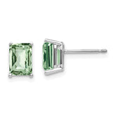 14kw 7x5mm Octagon Checker-Cut Green Quartz Earrings