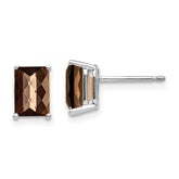 14kw 7x5mm Octagon Checker-Cut Smoky Quartz Earrings