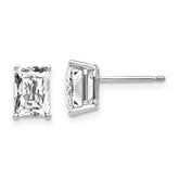14k White Gold 7x5mm Radiant Cut Cubic Zirconia Earrings