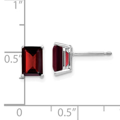 14k White Gold 7x5mm Emerald Cut Garnet Earrings