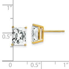 14k 8x6mm Radiant Cut Cubic Zirconia Earrings