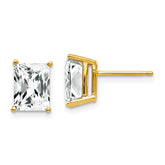14k 8x6mm Radiant Cut Cubic Zirconia Earrings