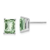14kw 8x6mm Octagon Checker-Cut Green Quartz Earrings