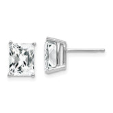 14k White Gold 8x6mm Radiant Cut Cubic Zirconia Earrings