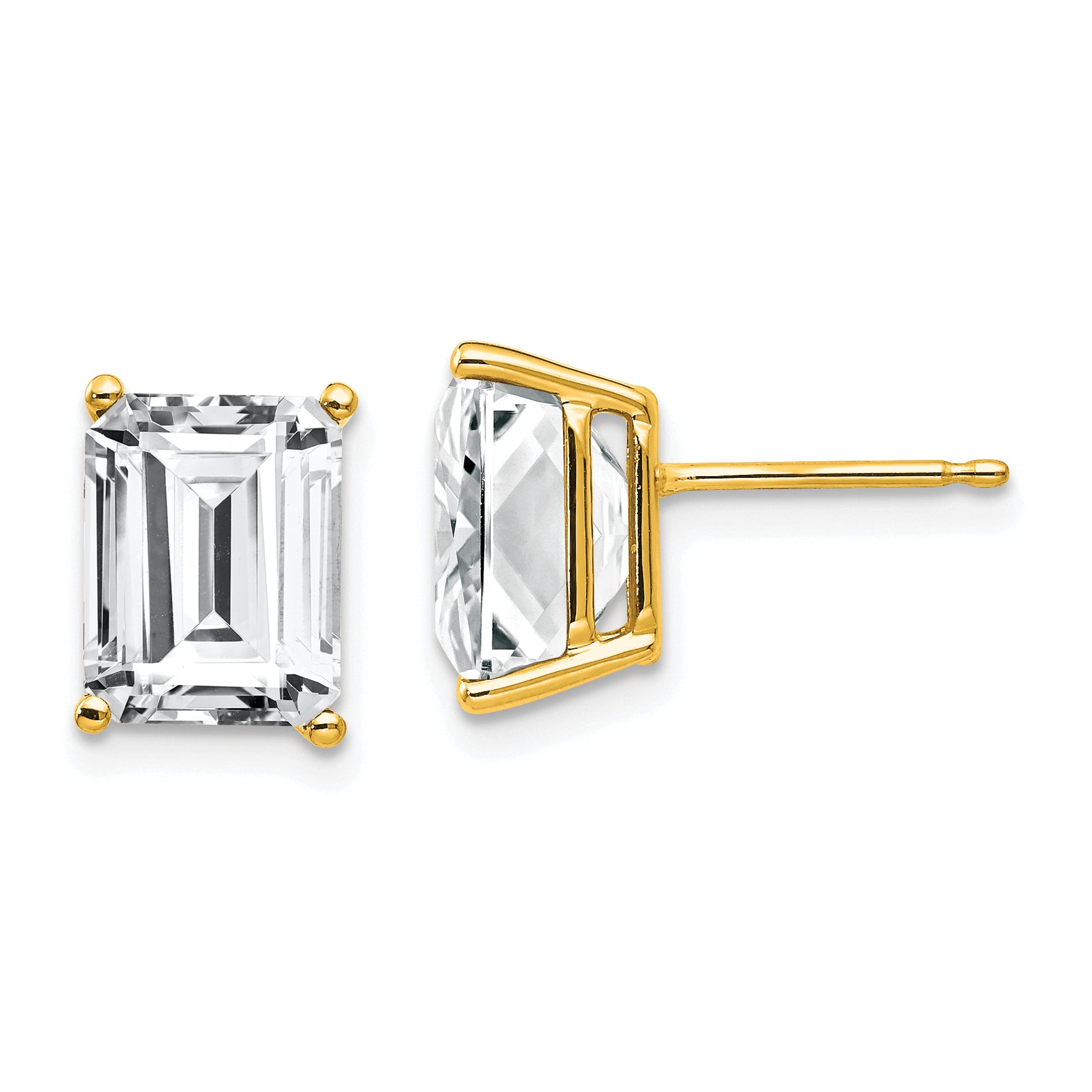 14k 9x7mm Emerald Cut Cubic Zirconia Earrings