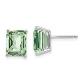 14kw 9x7mm Octagon Checker-Cut Green Quartz Earrings