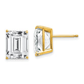 14k 10x8mm Emerald Cut Cubic Zirconia Earrings