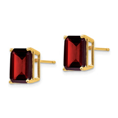 14k 10x8mm Emerald Cut Garnet Earrings