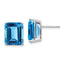 Emerald Cut Blue Topaz Stud Earrings in 14K White Gold, 12x10mm - Sophia Jewelers