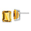 Emerald Cut Citrine Stud Earrings in 14K White Gold, 12x10mm - Sophia Jewelers