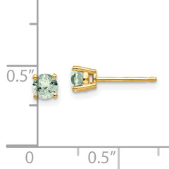 14k 4mm Round Green Quartz Earrings